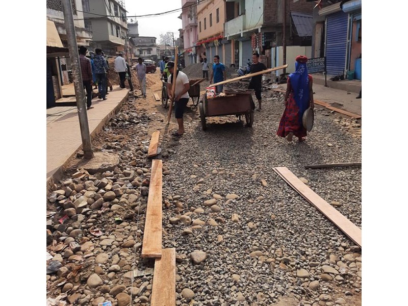 Road construction work in progress at Zeliangrong village on December 21. (Morung Photo)
